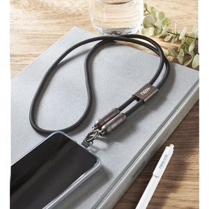 Lanyard câble de charge 60W type-C vers type-C en RPET personnalisable