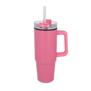 Mug isotherme avec poignée et paille 800ml personnalisable