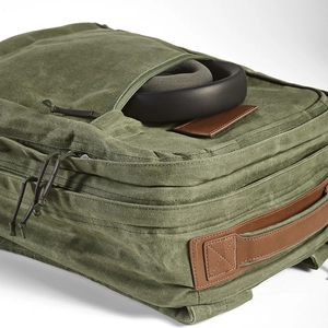 Sac à dos en coton recyclé 27l avec revêtement cire - compartiment pour ordinateur personnalisable