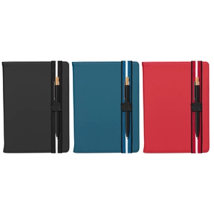 Set de Stylos Recyclés Chevron avec Carnet Rechargeable – A5 personnalisable