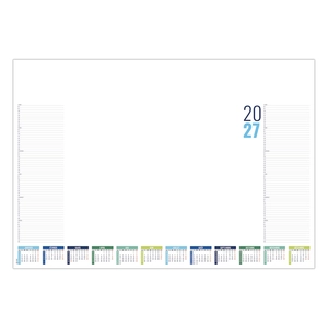 Sous-main publicitaire avec calendrier et planning hebdomadaire steno