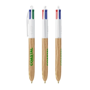 Stylo BIC® 4 Couleurs Wood Style personnalisable