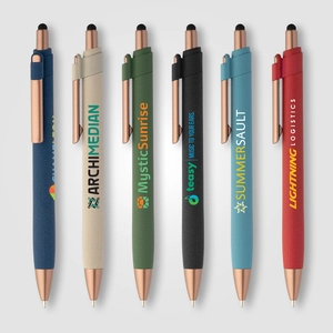 Stylo bille stylet - plastique recyclé - finition bronze