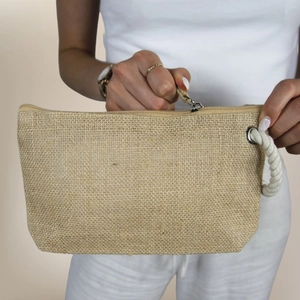 Trousse bi-matière en jute et coton personnalisable