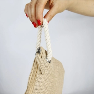 Trousse bi-matière en jute et coton personnalisable