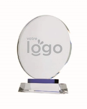 Trophée rond en cristal - livré dans boîte cadeau personnalisable