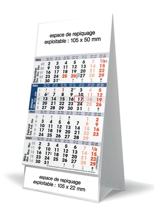 Calendrier chevalet 2025  Triptyques - 4 mois par page personnalisable