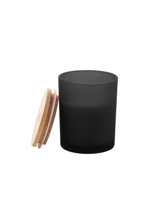Bougie en cire végétale dans un verre dépoli avec couvercle bambou personnalisable