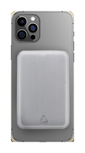Power bank en aluminium recyclé avec boîtier semi-transparent personnalisable