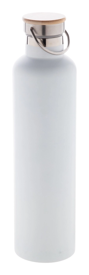Gourde inox 1 litre - Thermos avec couvercle bambou personnalisable