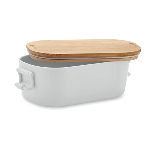 image du produit Boîte à lunch en PP avec 2 fermoirs latéraux et couvercle en bambou 700ml