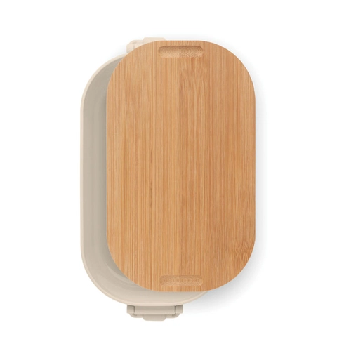 image du produit Boîte à lunch en PP avec 2 fermoirs latéraux et couvercle en bambou 700ml