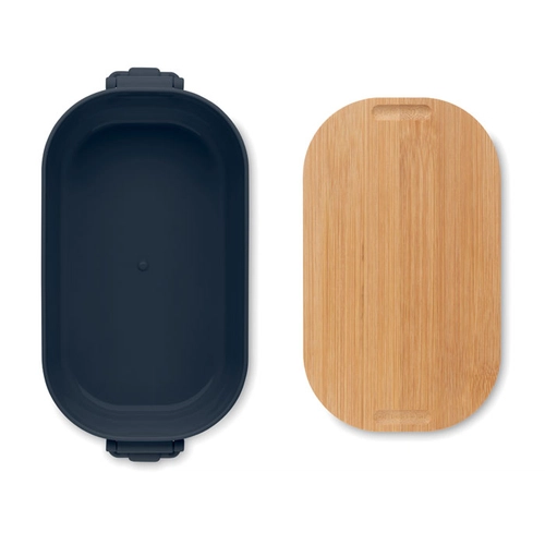 image du produit Boîte à lunch en PP avec 2 fermoirs latéraux et couvercle en bambou 700ml
