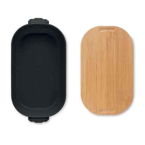 image du produit Boîte à lunch en PP avec 2 fermoirs latéraux et couvercle en bambou 700ml