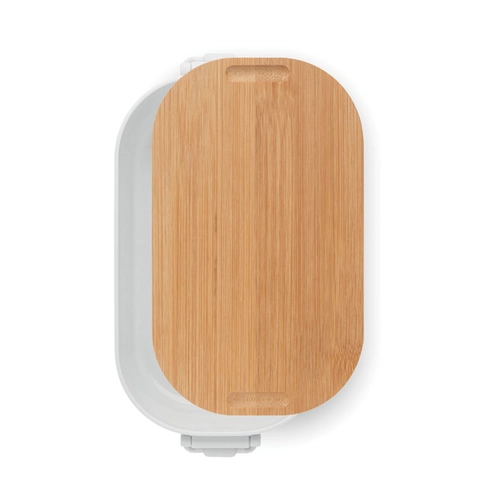image du produit Boîte à lunch en PP avec 2 fermoirs latéraux et couvercle en bambou 700ml