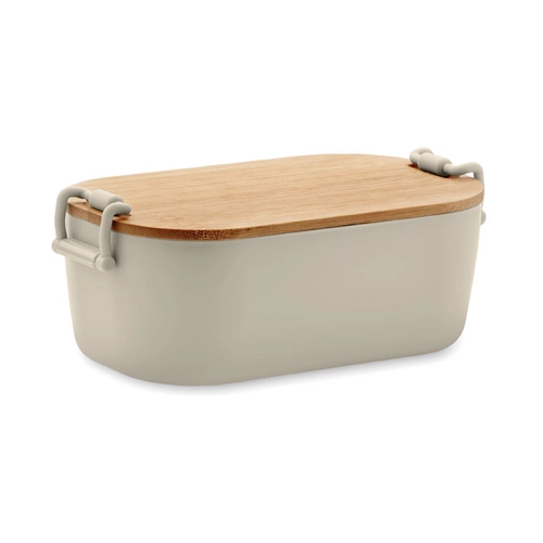 image du produit Boîte à lunch en PP avec 2 fermoirs latéraux et couvercle en bambou 700ml