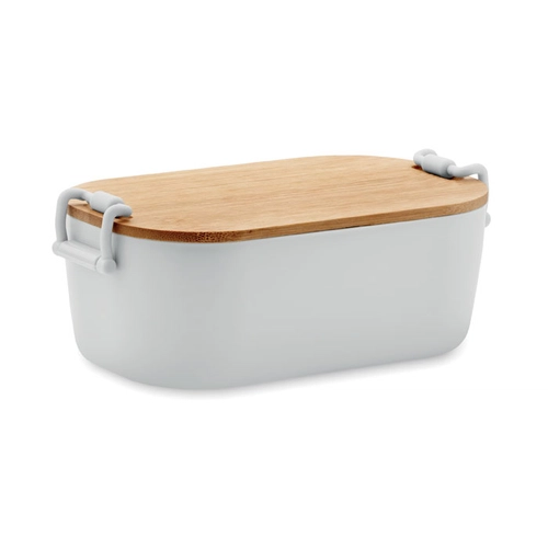 image du produit Boîte à lunch en PP avec 2 fermoirs latéraux et couvercle en bambou 700ml