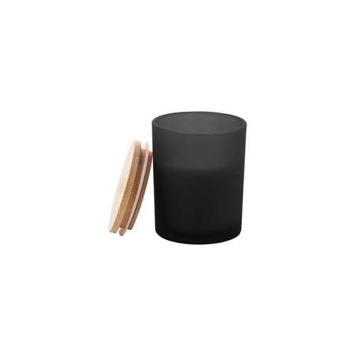 image du produit Bougie en cire végétale dans un verre dépoli avec couvercle bambou