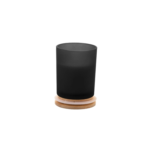 image du produit Bougie en cire végétale dans un verre dépoli avec couvercle bambou