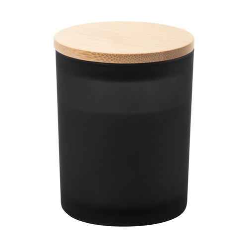 image du produit Bougie en cire végétale dans un verre dépoli avec couvercle bambou