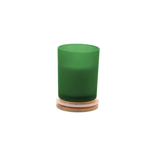 image du produit Bougie en cire végétale dans un verre dépoli avec couvercle bambou