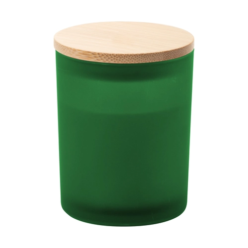 image du produit Bougie en cire végétale dans un verre dépoli avec couvercle bambou