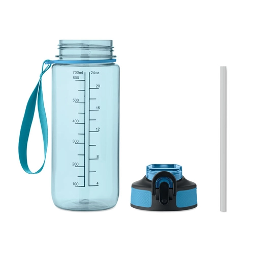 image du produit Bouteille de sport motivante en RPET avec paille intégrée