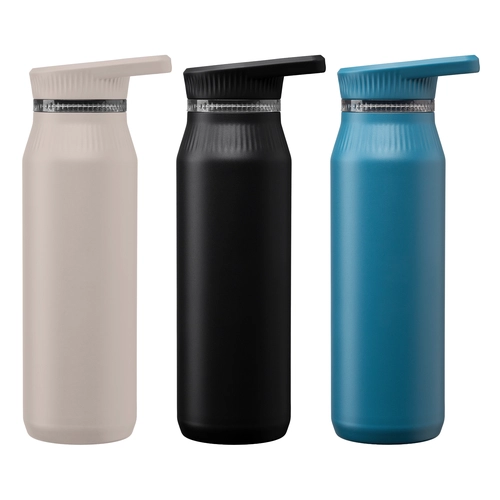 image du produit Bouteille en acier inoxydable avec double couvercle et poignée - 750 ml