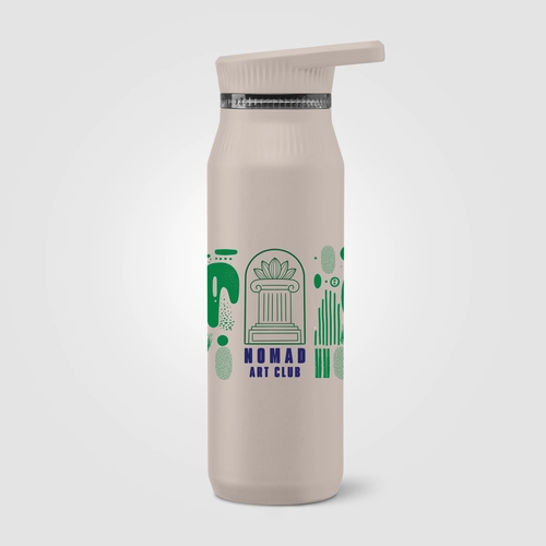 image du produit Bouteille en acier inoxydable avec double couvercle et poignée - 750 ml