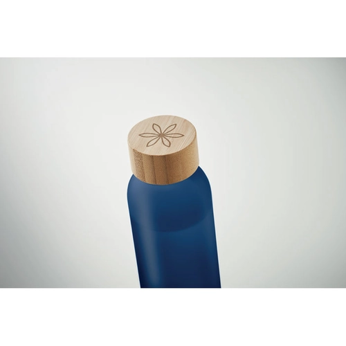image du produit Bouteille en verre avec finition givrée et couvercle en bambou