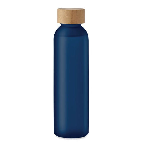 image du produit Bouteille en verre avec finition givrée et couvercle en bambou