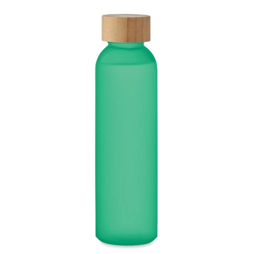 image du produit Bouteille en verre avec finition givrée et couvercle en bambou