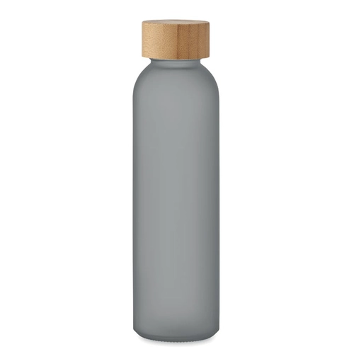 image du produit Bouteille en verre avec finition givrée et couvercle en bambou