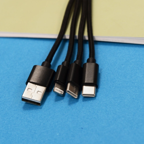 image du produit Câble court 4 en 1 charge rapide 20W noir - longueur 18 cm
