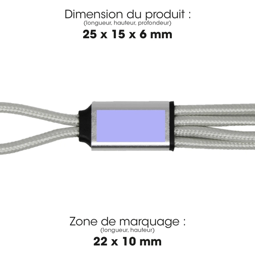 image du produit Câble court 4 en 1 charge rapide 20W silver - longueur 18 cm