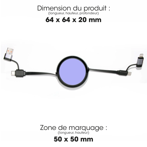 image du produit Câble dérouleur 4 en 1 charge rapide 20W en matériaux recyclés noir