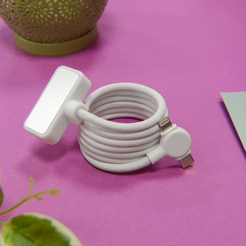 image du produit Câble magnétique 100W avec transfert de données rapide 4 en 1  blanc