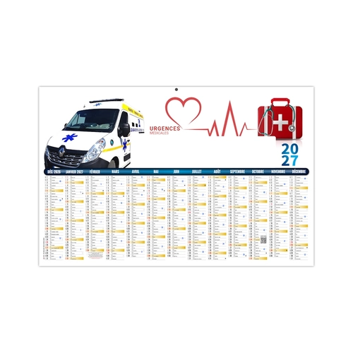 image du produit Calendrier bancaire publicitaire 13 mois découpé ou non - véhicule ambulancier
