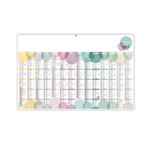 image du produit Calendrier bancaire publicitaire aux couleurs douces et dimanches alignés - 14 mois