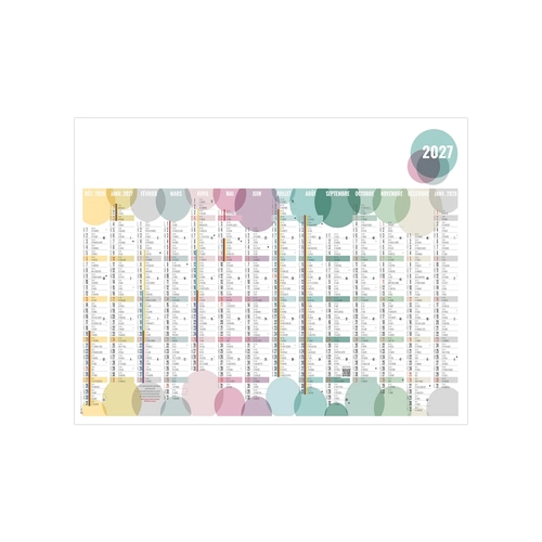 image du produit Calendrier bancaire publicitaire aux couleurs douces et dimanches alignés - 14 mois