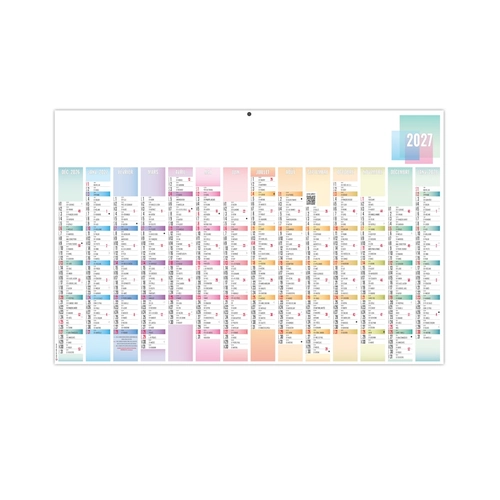 image du produit Calendrier bancaire publicitaire aux couleurs pastel et dimanches alignés