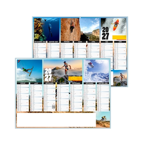 image du produit Calendrier bancaire publicitaire thème sport extrême - personnalisable à vos visuels