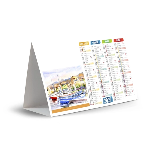 image du produit Calendrier chevalet publicitaire de comptoir tryptique Aquarelles