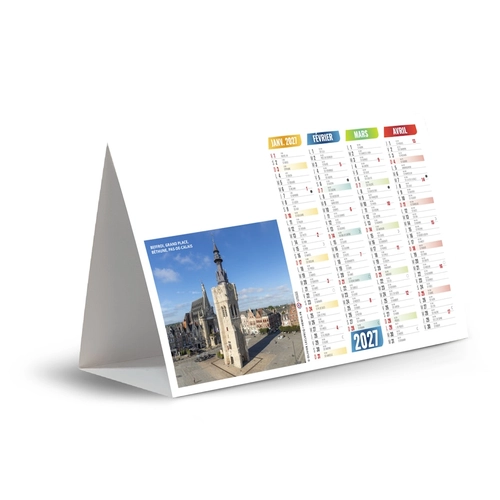 image du produit Calendrier chevalet publicitaire de comptoir tryptique Patrimoine Français