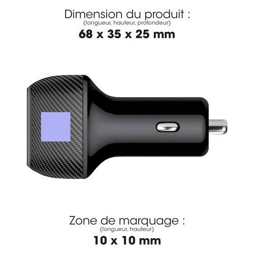 image du produit Chargeur allume cigare avec USB Type C 20W - charge rapide