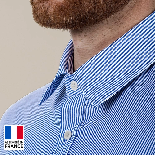 image du produit Chemise à rayure Homme coupée et confectionnée en France 100% coton