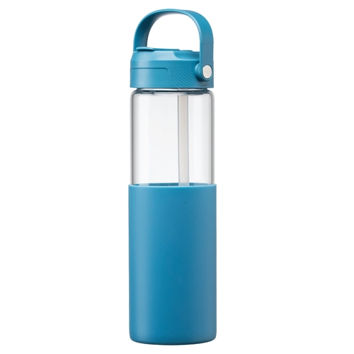 image du produit Gourde en verre avec manchon silicone et paille – 590 ml