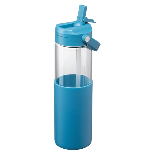 image du produit Gourde en verre avec manchon silicone et paille – 590 ml