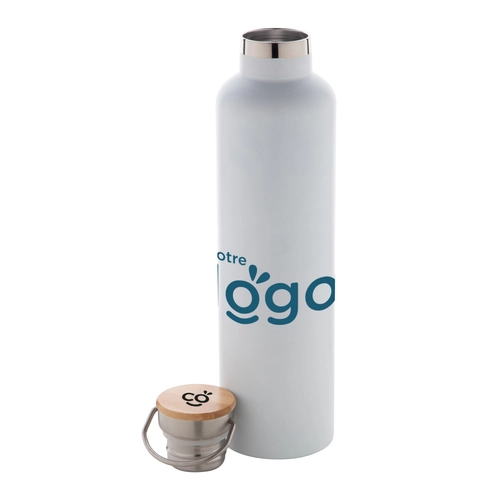 image du produit Gourde inox 1 litre - Thermos avec couvercle bambou