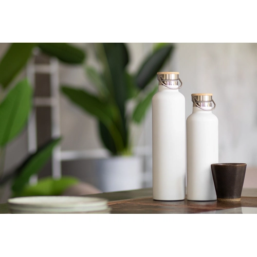 image du produit Gourde inox 1 litre - Thermos avec couvercle bambou